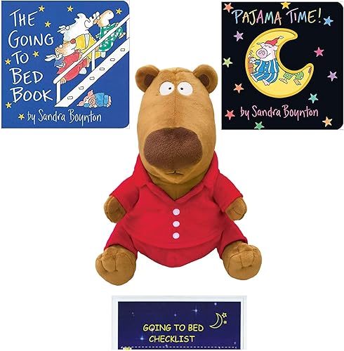 Libro para ir a la cama y tiempo de pijama! Libros de tablero de Sandra Boynton, muñeca de peluche de oso Boynton de MerryMakers de 10.5 pulgadas y
