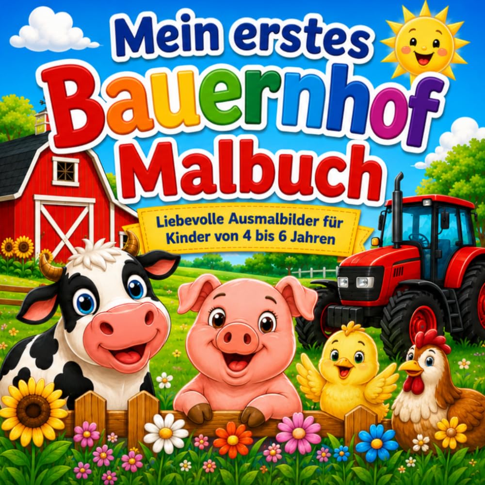 Mein erstes Bauernhof Malbuch: Liebevolle Ausmalbilder für Kinder von 4 bis 6 Jahren