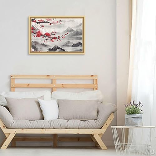 Miniatura 6 de Cherry Blossoms Mountain Jigsaw Puzzles 500 Pieces for Adults,Learning Educational Puzzles,Difficult and Challenge Families Toys with Mesh Storage