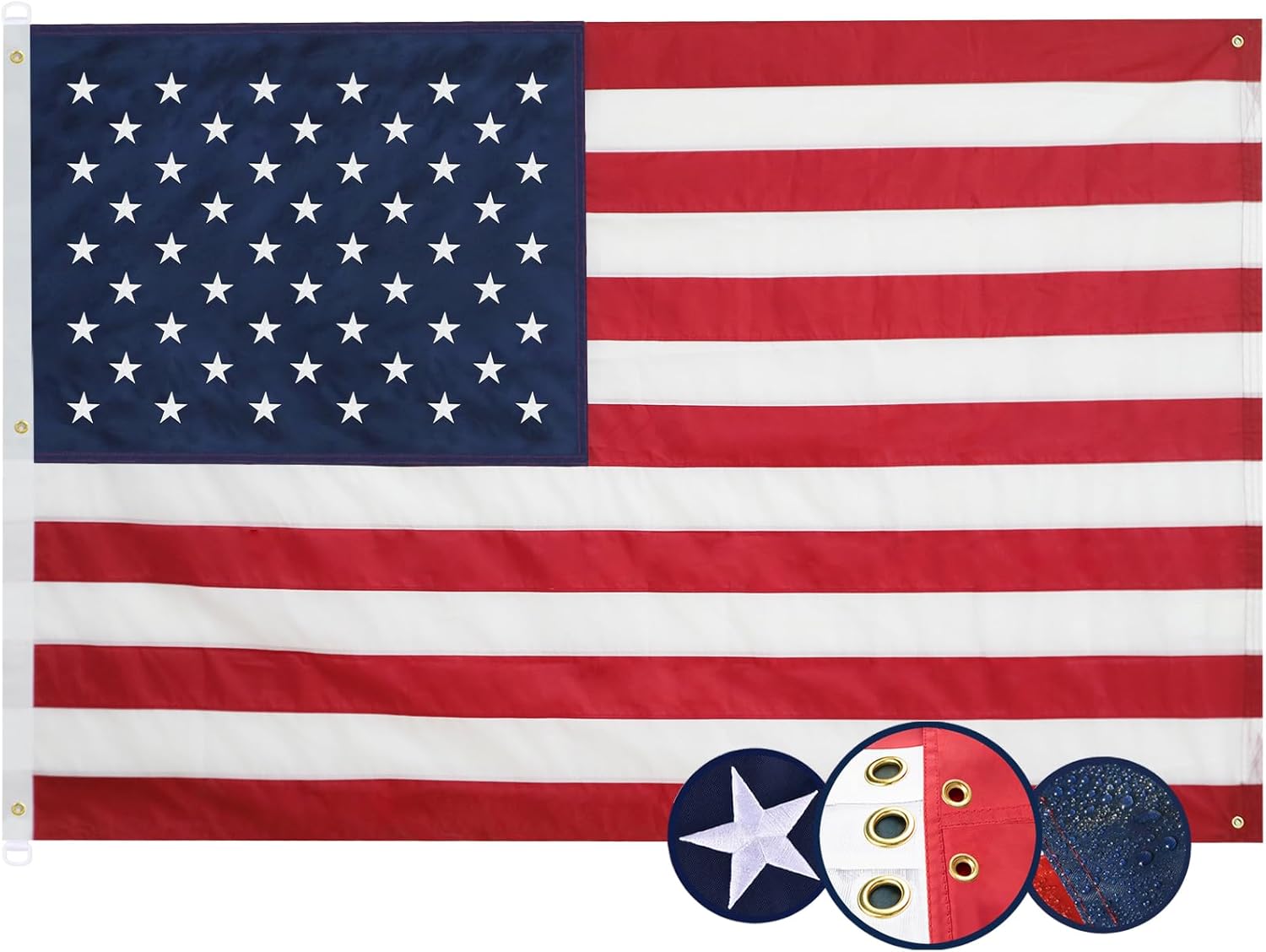American Flag 5x8 Ft, Multipurpose US Flaga, 5 Brass Grommets, Embroidered Stars, Sewn Stripes, Outdoor Heavy Duty Standard US Flaga, Bedroom, Room, Indoor Hanging American Flag For Wall