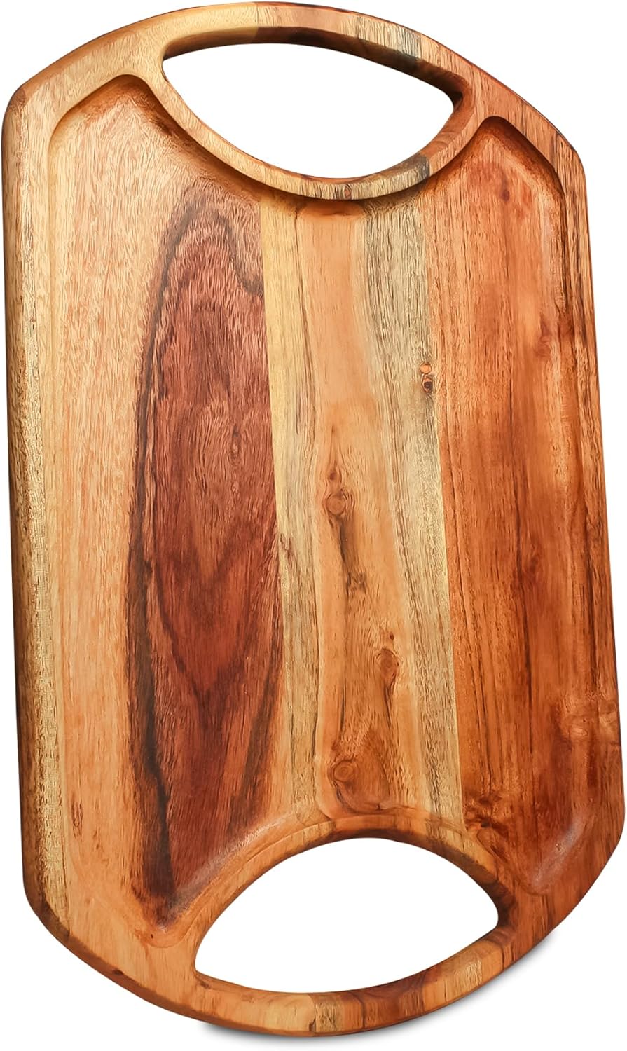 HOMORA Handcrafted Teak Wood Serving Boards (Set of 3) | Modular Charcuterie & Cheese Platters with Handles, chrsitmas, new year, thanksgiving