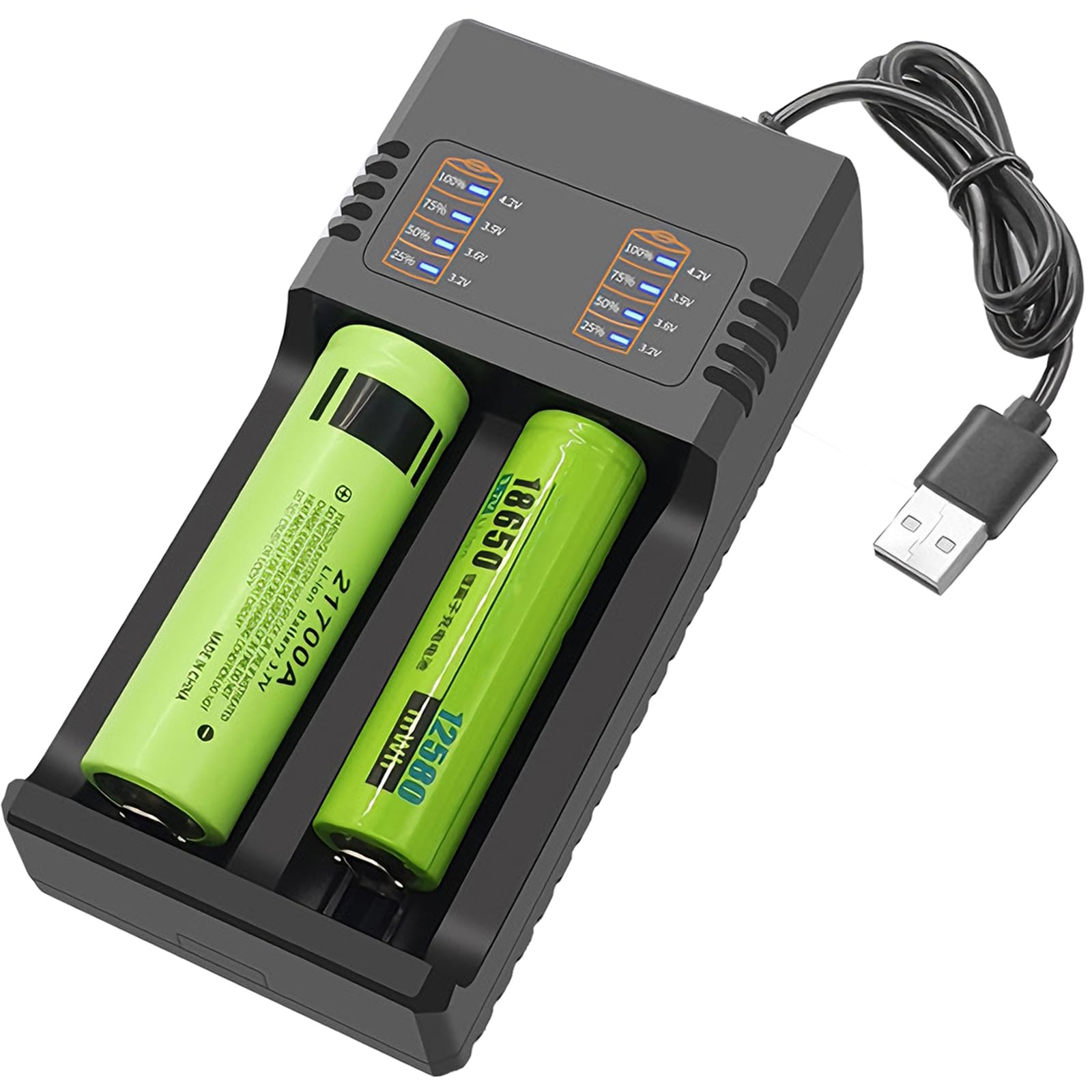Battery Charger, Universal Direct Rechargeable Battery Charger for AA/AAA and 5V, Battery Charger with LED Indicator for 26650/21700/18650/18490/16340/14500/10440 Rechargeable Battery