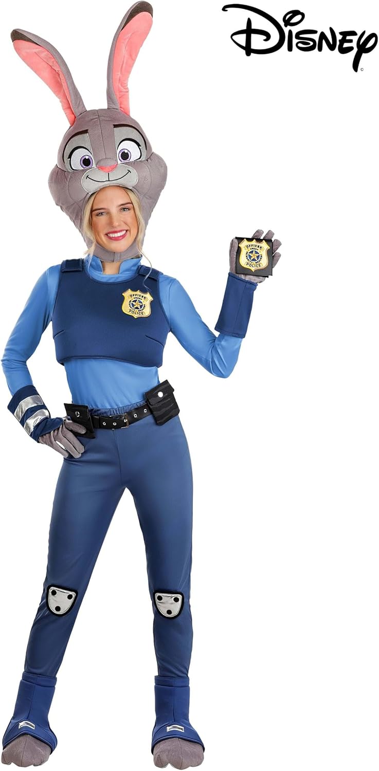 Disney Zootopia Judy Hopps Costume for Women - Includes Shirt, Pants, Vest, Belt, Tail, Badge, Gloves & Bunny Headpiece