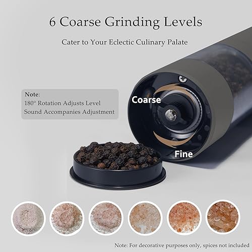 Miniatura 6 de Electric Salt and Pepper Grinder Set, USB Rechargeable, Automatic Salt and Pepper Mill Grinder with Adjustable Coarseness, Electric Salt Shakers