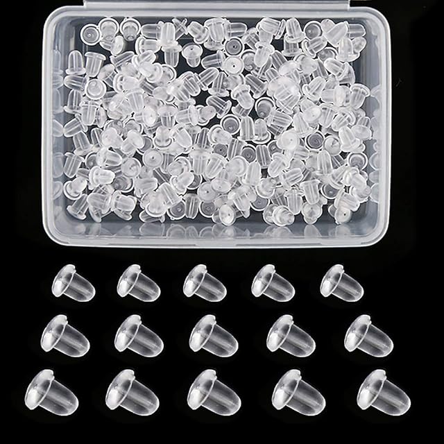 600 Pieces Rubber Earring Backs, 3 Sizes Earring Stopper, Clear Earring Backs, Soft Earring Safety Back with Storage Box for Women Jewelry Supplies