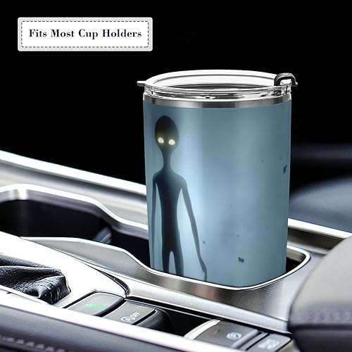 Miniatura 5 de xigua Vaso alienígena gris aterrador de 20 onzas con tapa, aislamiento al vacío de acero inoxidable para café, taza de hielo, termo de viaje de