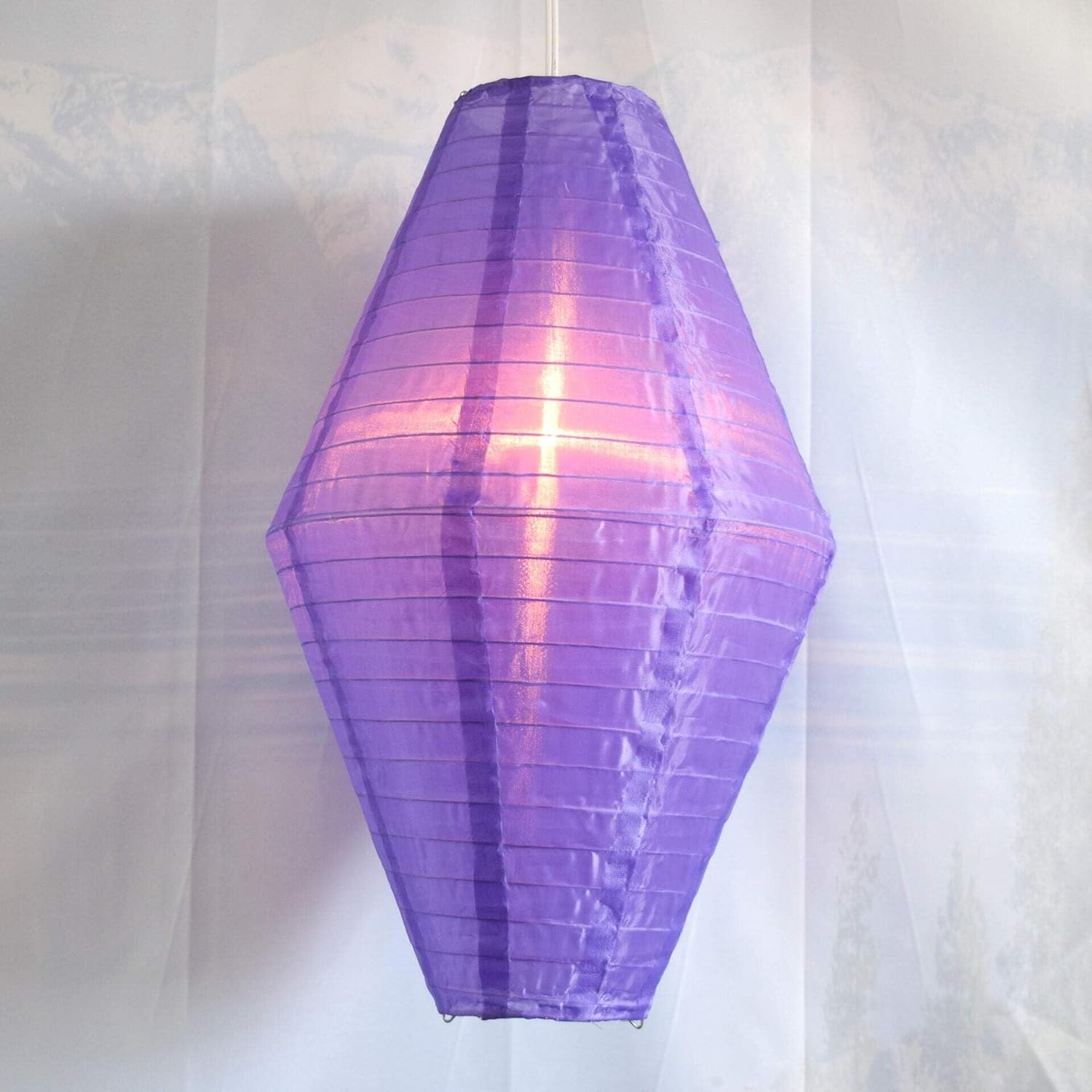 Purple Diamond Unique Shaped Shimmering Nylon Lantern, 12-inch x 19-inch