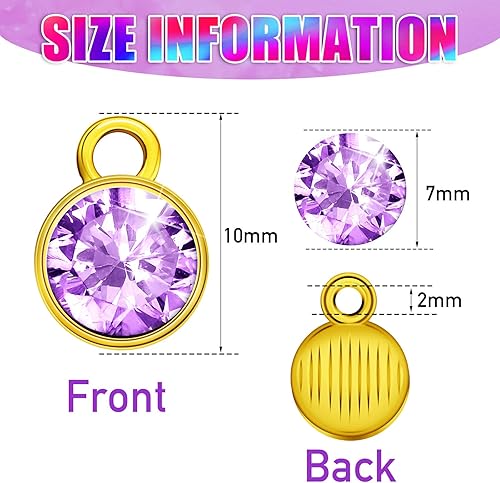 Miniatura 3 de Hicarer 72 dijes de piedra natal de cristal, cuentas para bricolaje, dijes de cristal para joyería, collares, pulseras, aretes, 0.236 pulgadas
