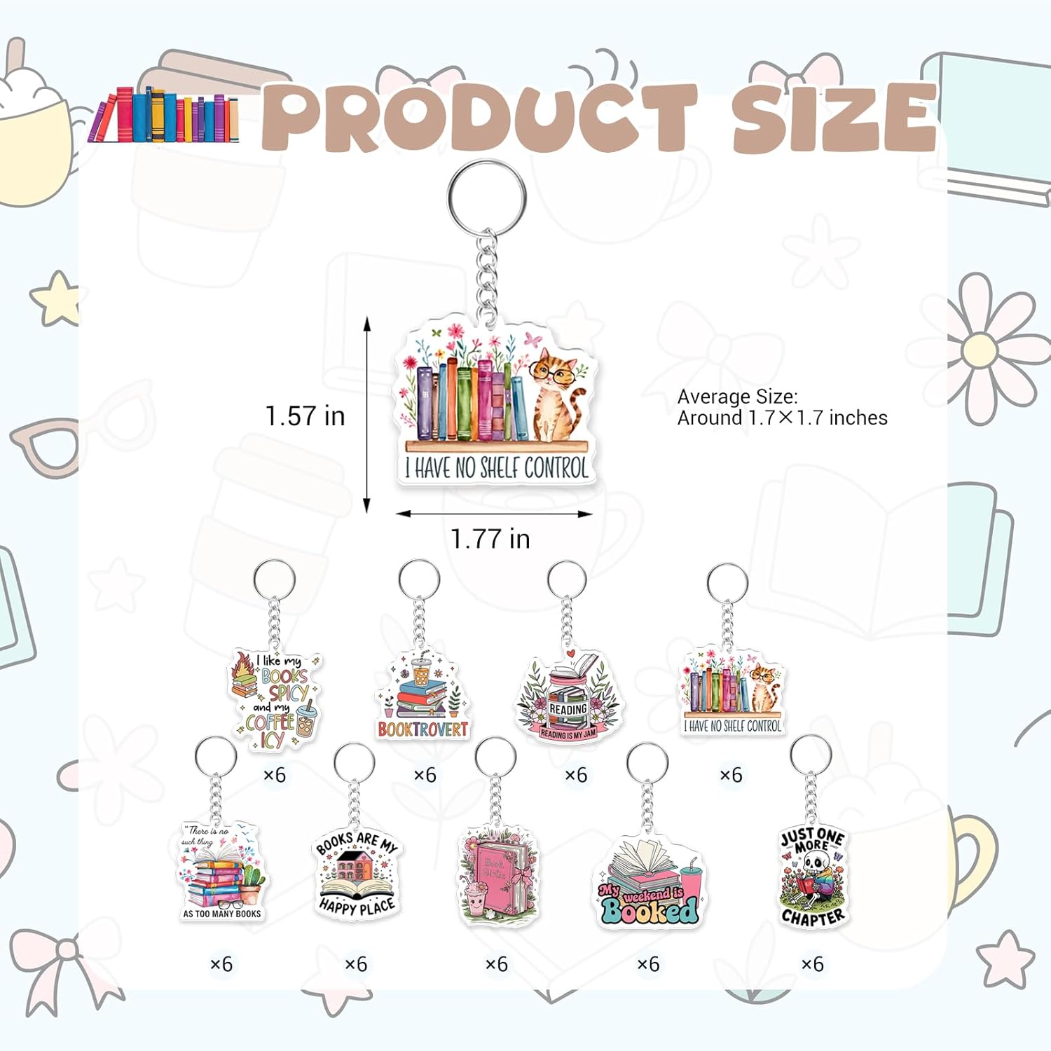 Book Lovers Gifts Bookish keychain Book Club Gifts Acrylic Keychains for Librarian Bookworm Group Club Reading Party Favors - Image 3