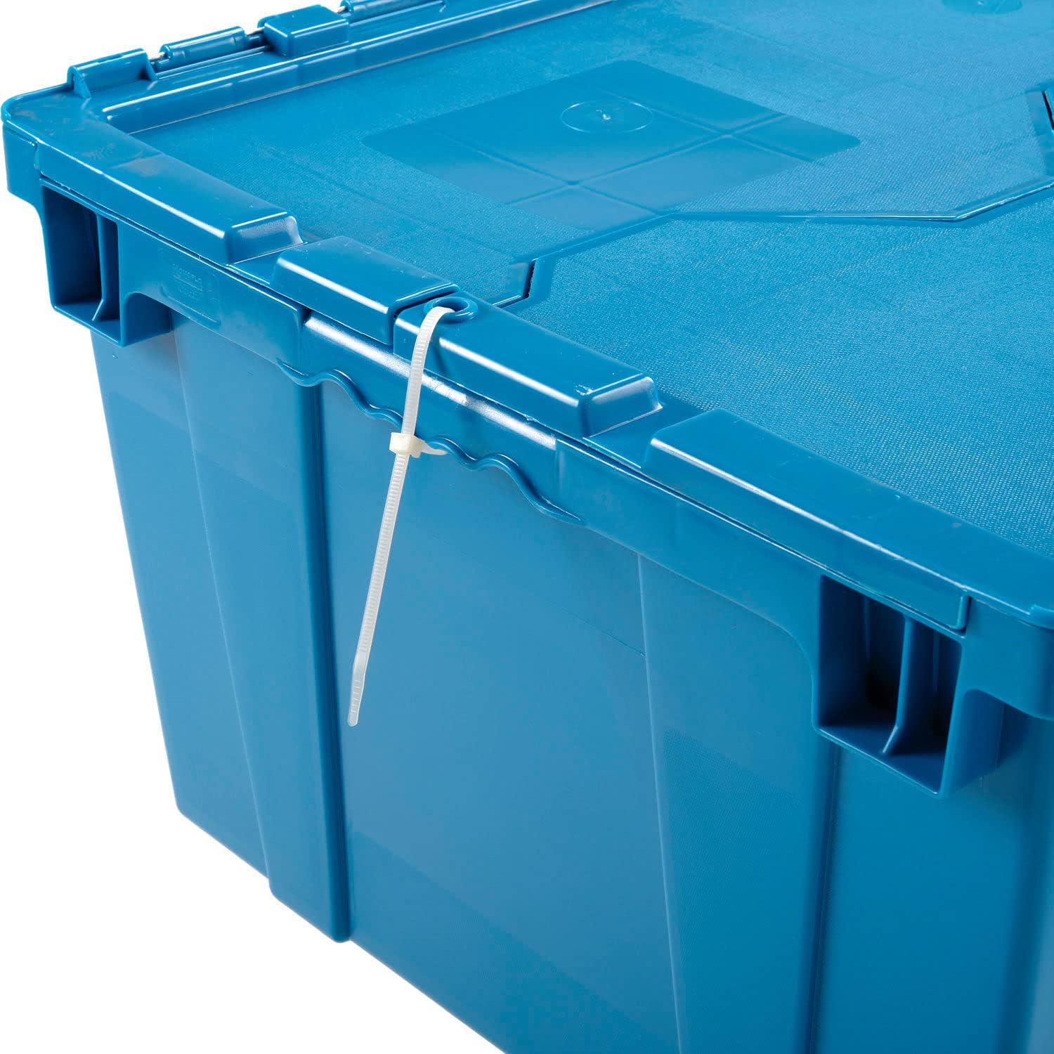Global Industrial Plastic Distribution Container With Hinged Lid, 2.4 Cu. Ft Capacity, 50 Lbs. Capacity, Nestable & Stackable, 23-3/4x19-1/4x12-1/2, Blue