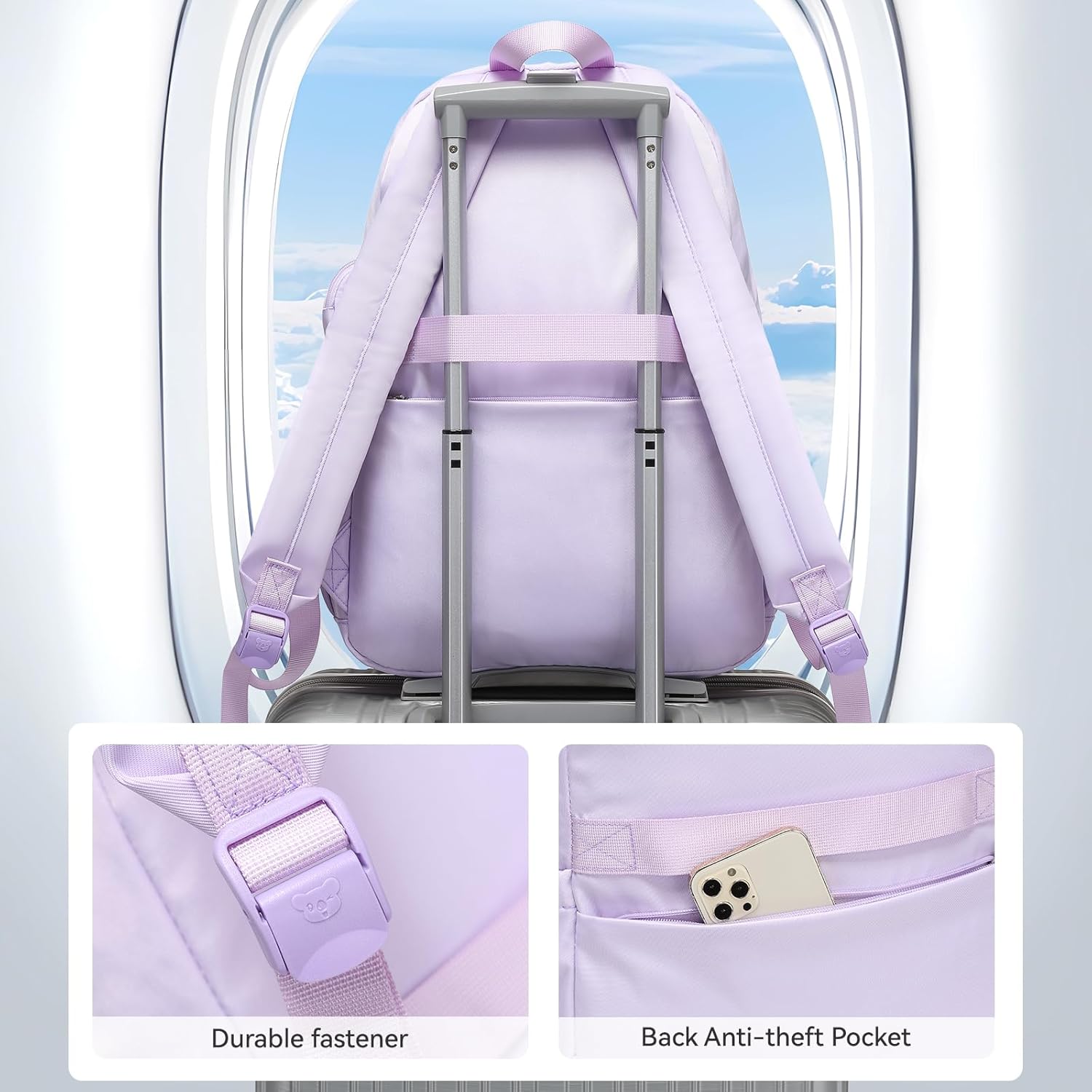 30L Waterproof School Backpack for Girls Ages 6-18,Lightweight Large Capacity Travel Backpack,Stylish Durable Daypack for Teen Girls,Teens & Women-Purple - Image 7