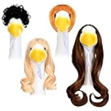 GANSHAYA 4 Pack Porch Goose Wigs, Porch Goose Outfits Trendy Goose Clothes for Cement Goose, Cute Porch Goosey Wig Set, Lawn Garden Decor (4 Styles)