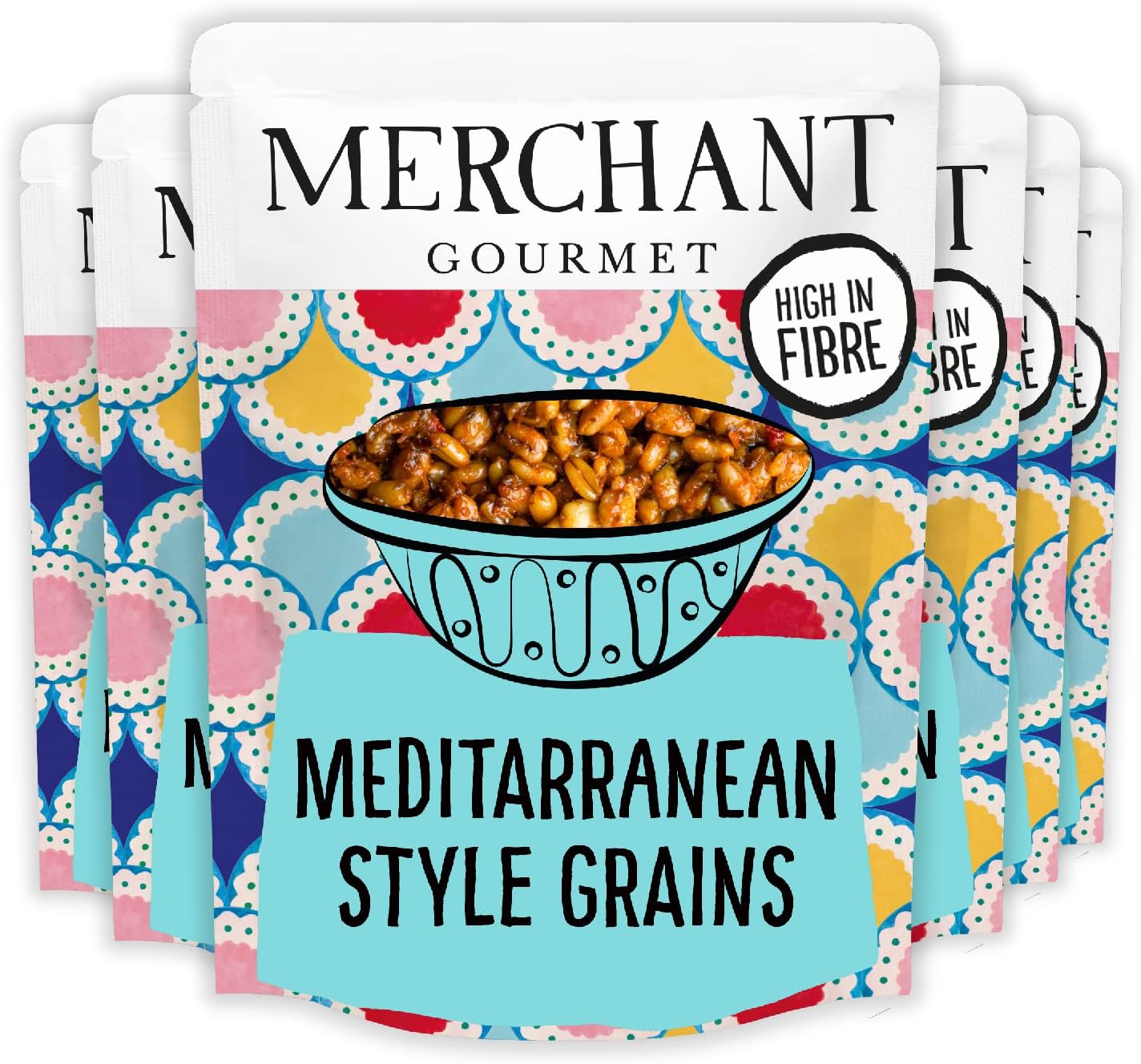 Merchant Gourmet Mediterranean Style Grains - Cooked Freekah & Wheatberries Mix - High Fibre, Low Saturated Fat & Vegan - Pack of 6 x 250g Ready-to-eat Pouches
