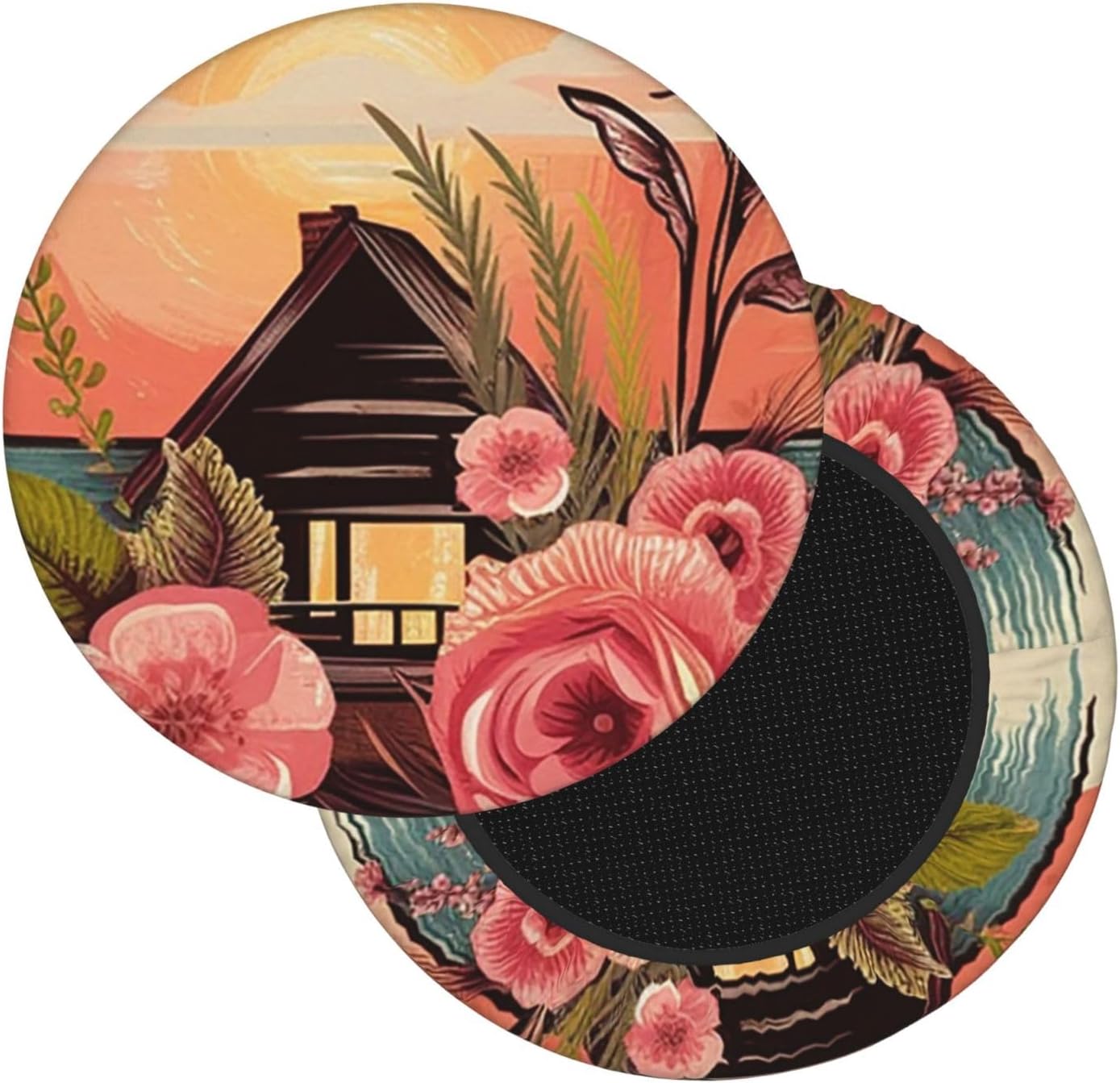 Bar Stool Cover Round Elastic Stool Cushion Covers Home Sweet Home Bar Chair Cover Washable Stool Cushion Slipcover Stretch Stool Seat Covers for 12-14 Inch Chair