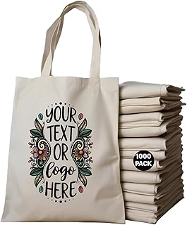 PAMUSAN natural Custom Cotton Tote Bags with Logo or Photo Print, 14 x 1...