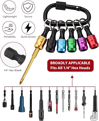 Miniatura 57 de katerk 6 piezas de 1/4 de pulgada con vástago hexagonal de aleación de aluminio para destornillador, ligero, barra de extensión de cambio rápido