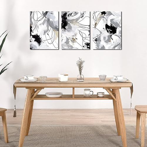 Miniatura 5 de Lienzo abstracto para pared, para dormitorio, baño, sala de estar, decoración de pared, negro, blanco, gris, moderno, abstracto, lienzo, impresiones