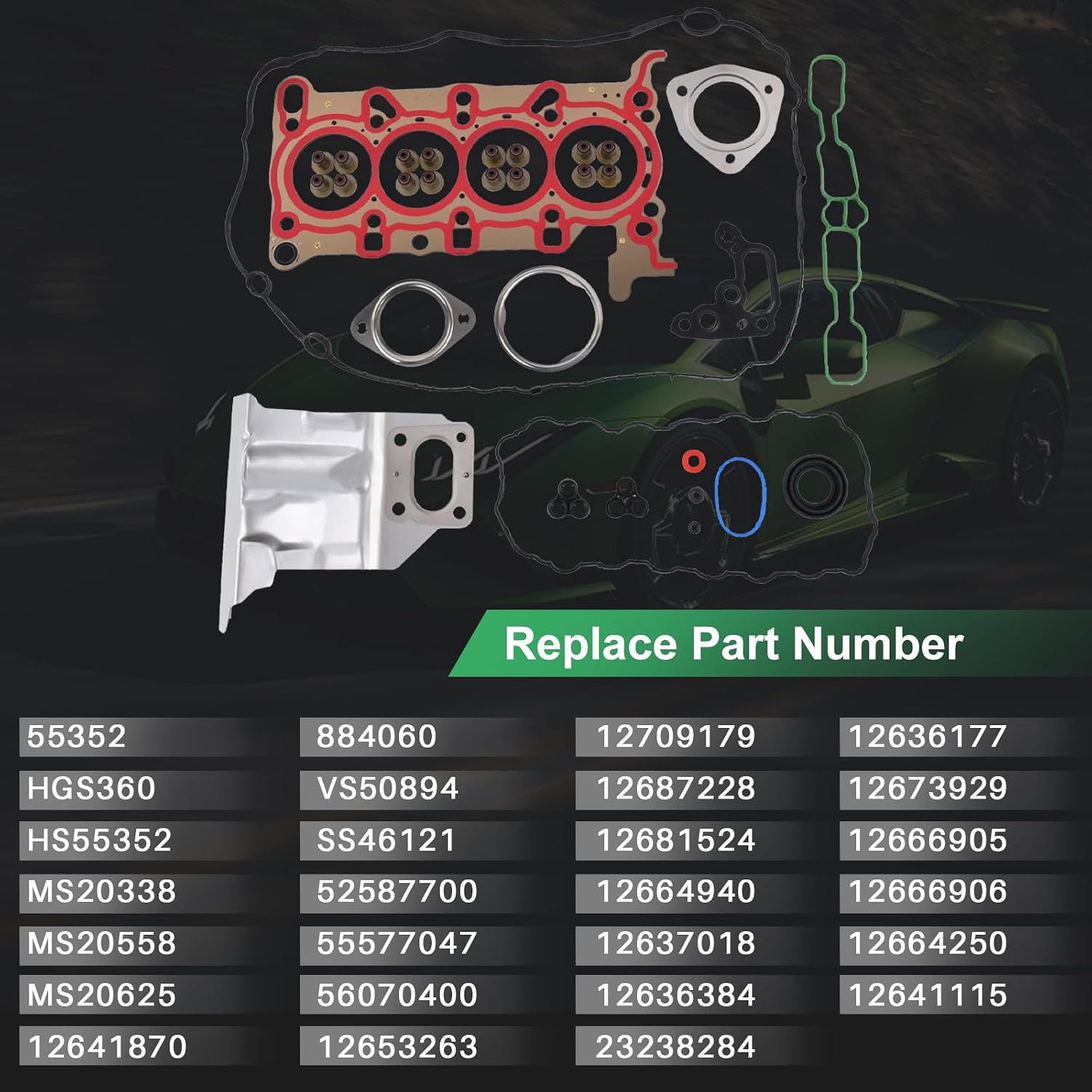 HGS360 Cylinder Head Gasket Set Fit for Chevrolet Cruze Malibu Volt Equinox, Buick Encore, GMC Terrain 1.4L 1.5L 2016-2023 DOHC Replace 12687228 12636177 12636384