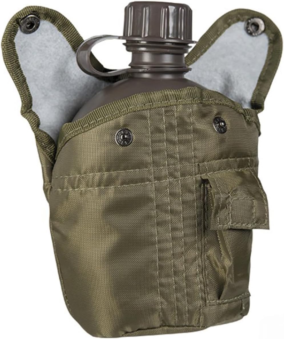 Mil-Tec 1L Lightweight Plastic Canteen with Cover | Durable Padded Hydration Container/Water Bottle Ideal for Outdoor Enthusiasts, Military Personnel | Great for Camping, Hiking, Sports Activities