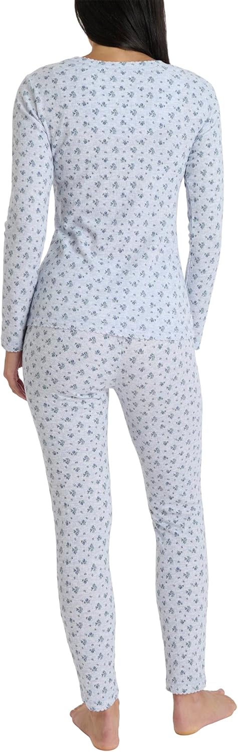 Laura Ashley Women's Thermal Underwear Set- Soft Brushed Waffle Base Layer Long Sleeve Shirt and Legging Set - Image 3