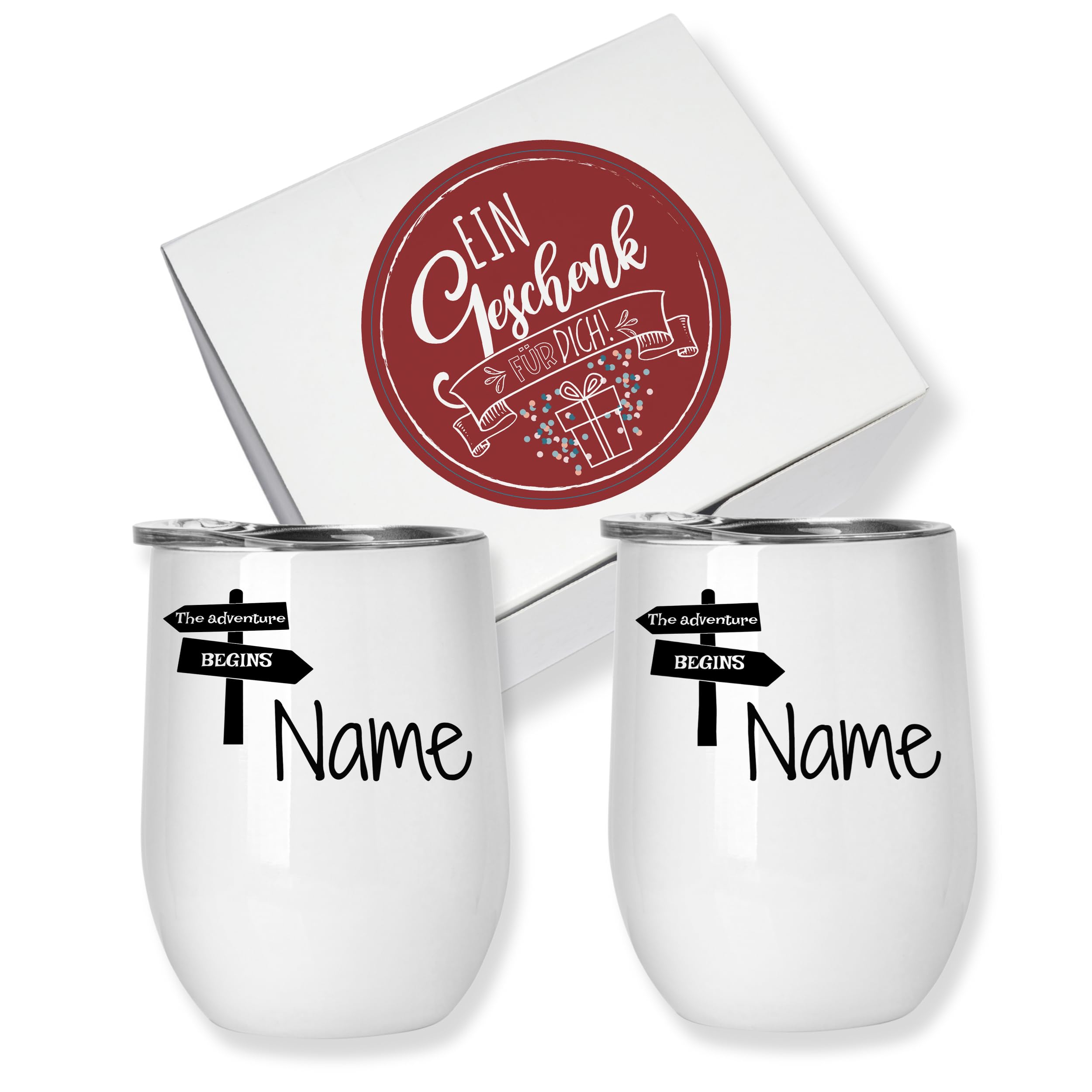 GRAZDesign Weinbecher Set Camping Geschenke, Glühweinbecher Thermobecher mit Namen personalisiert