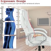 Vista 6 de Silla de escritorio ergonómica giratoria para oficina en casa, silla de escritorio de altura ajustable, respaldo alto, silla de computadora de piel