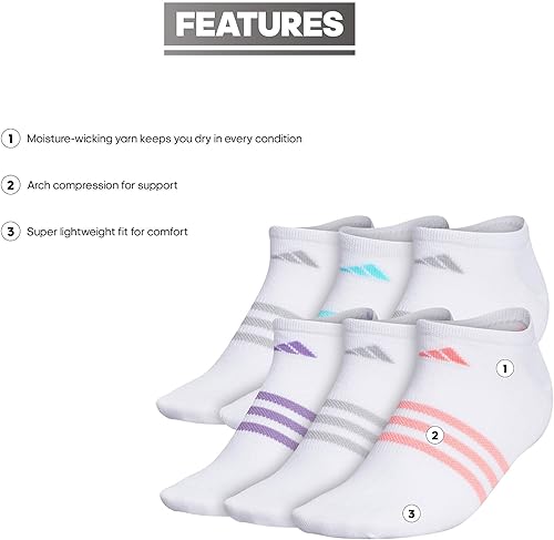 Miniatura 2 de adidas Calcetines invisibles Superlite para mujer (6 pares)