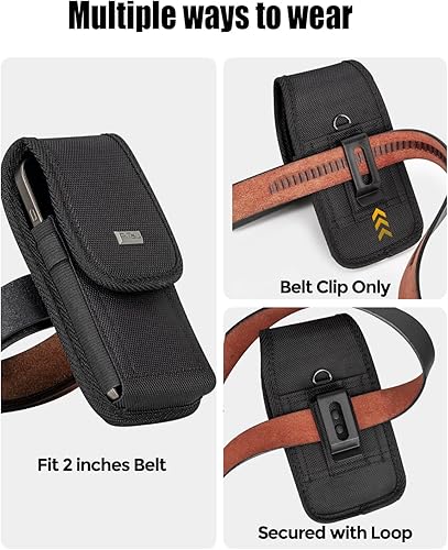 Miniatura 3 de PiTau Funda para Samsung Galaxy S25 S24 S23 S22 S21 S20 S10 S9 S8 A01 A10e S10e J7 J7v, funda de nailon para cinturón de teléfono celular con clip,