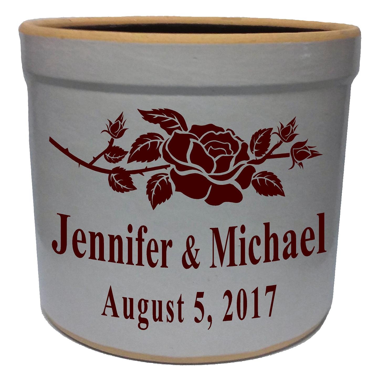 2 Gallon Personalized Stoneware Crock - Rose