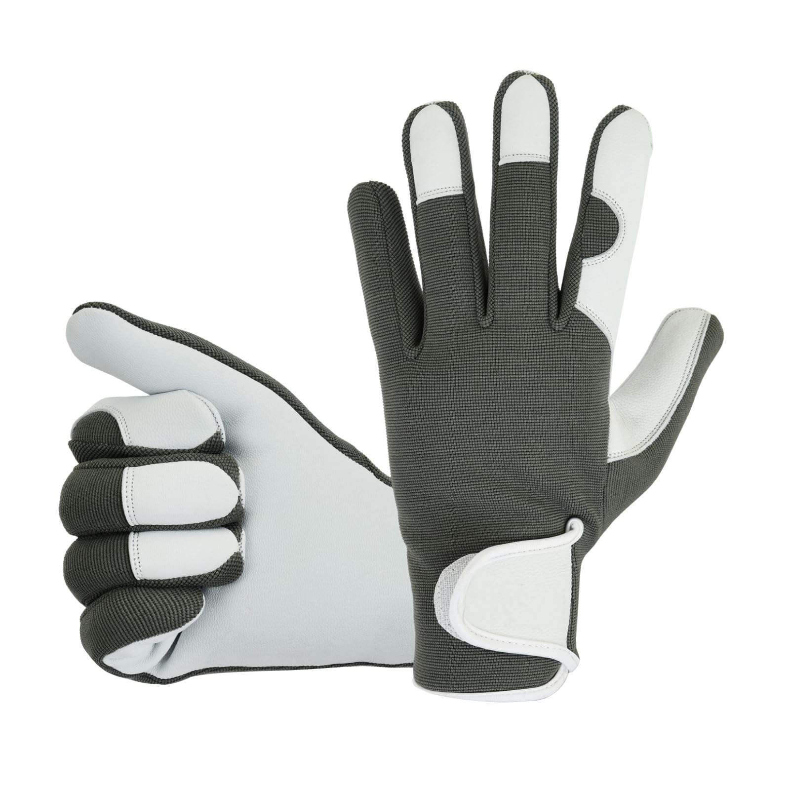 COLOURLINX Mens Leather Gardening Gloves Thorn Proof Garden Work Gloves Breathable Rigger Protection Heavy Duty Safety Work Gloves (Grey, L)