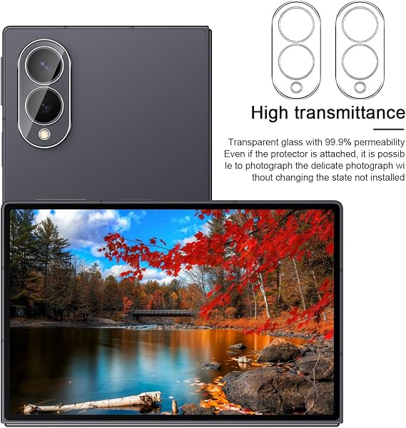 For Samsung Galaxy Fold 8/Fold8 5G Camera Lens Screen Protector, 9H Hardness Scratch-Proof Explosion-Proof Camera Protective Film, HD Clear Anti Fingerprint Bubble Free Glass -2 Pack