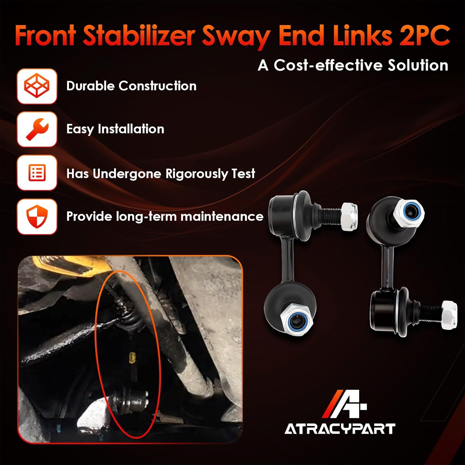 2Pcs Front Sway Bar Stabilizer End Links Zinc-Nickel Alloy Suspension Kit, Compatible With Suzuki 09-12 Equator, 05-15 Xterra, 05-19 Frontier, 05-12 Pathfinder, Replaces#: K80470 K80471