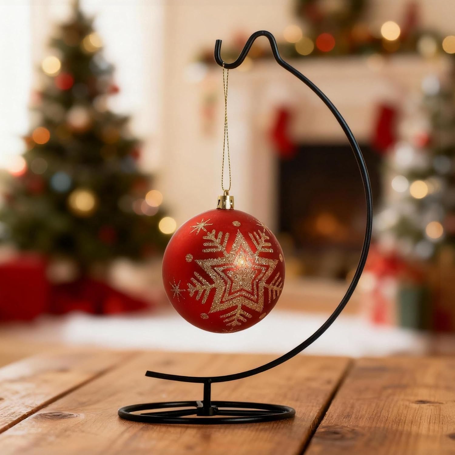 Black Ornament Display Stand, Iron Hanging Holder for Glass Ball