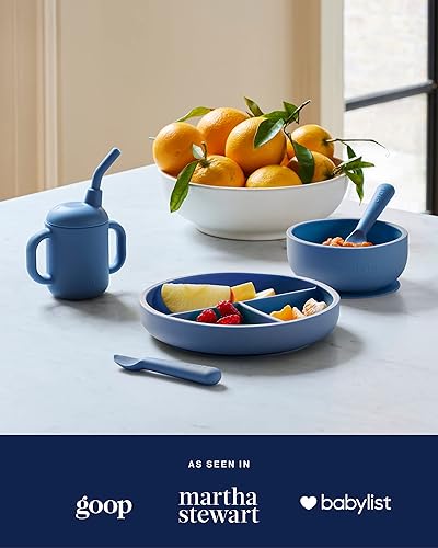 Miniatura 7 de Lalo First Bites - Juego de alimentación de silicona para bebés, suministros de destete para bebés, silicona no tóxica, incluye 2 baberos, 2