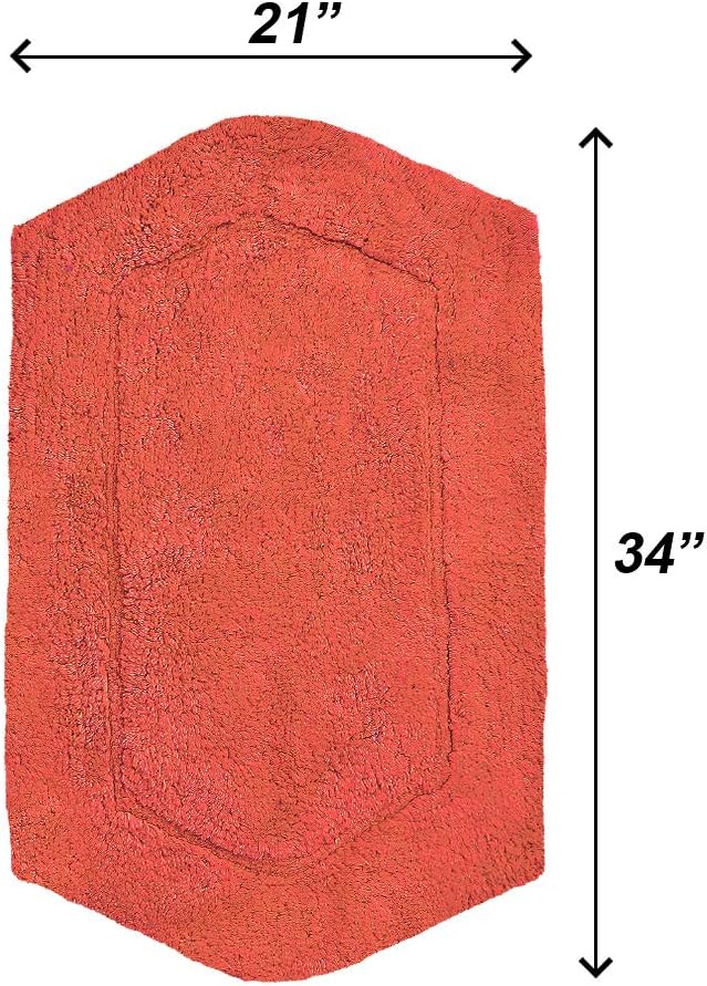 Home Weavers Waterford Collection 100% Cotton Tufted Bath Rug, Extra Soft and Absorbent Bath Rugs, Non-Slip Bath Mats, Machine Washable Bath Mats for Bathroom, 3 Piece Set, Coral