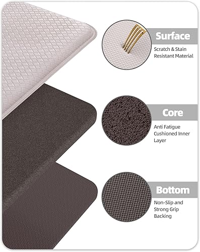 Miniatura 5 de Color G Alfombras de cocina, juego de 2 alfombras de cocina para pasillo de cocina, alfombras acolchadas y antifatiga, tapete de cocina