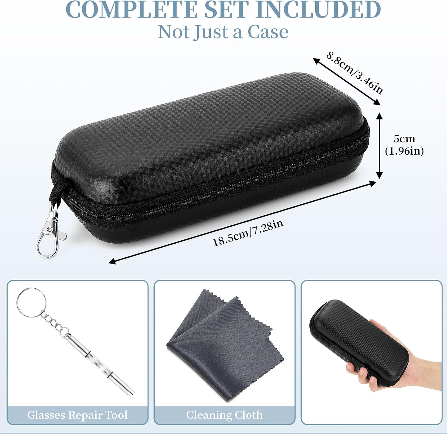 WOZEAH Double Eyeglasses Case Hard Shell EVA Dual Sunglasses Organizer for 2 Pairs Travel Storage Box Zipper Closure