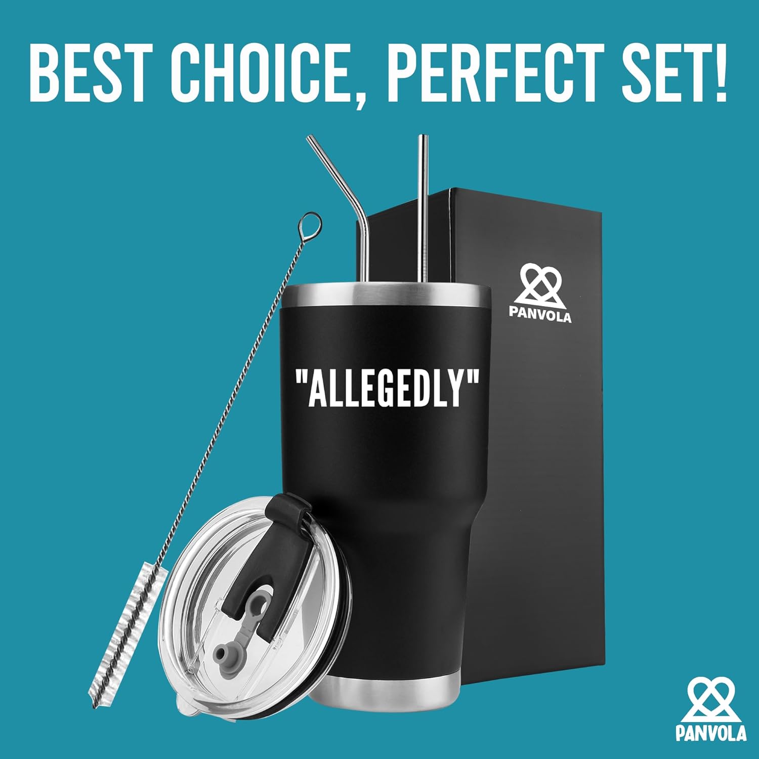 Panvola Allegedly Lawyer Mug Funny Graduation Gift For Law Student Teacher Attorney Vacuum Insulated Tumbler With Straw Lid Funny Stainless Steel Drinkware 30 oz Black (30 oz) - Image 6