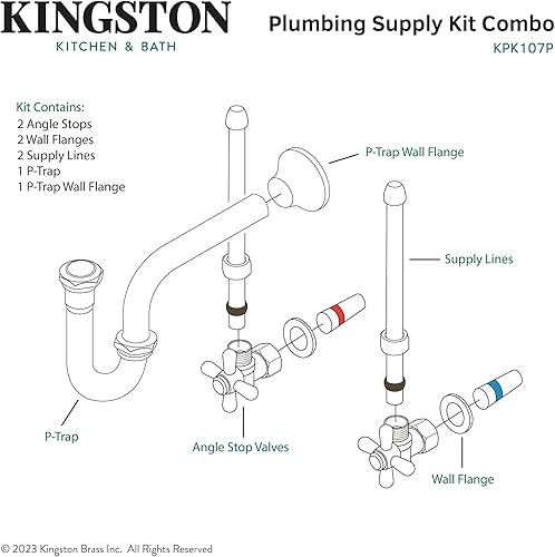 Miniatura 10 de Kingston Brass KPK107P Trimscape Kit de suministro de fontanería combinado, latón cepillado