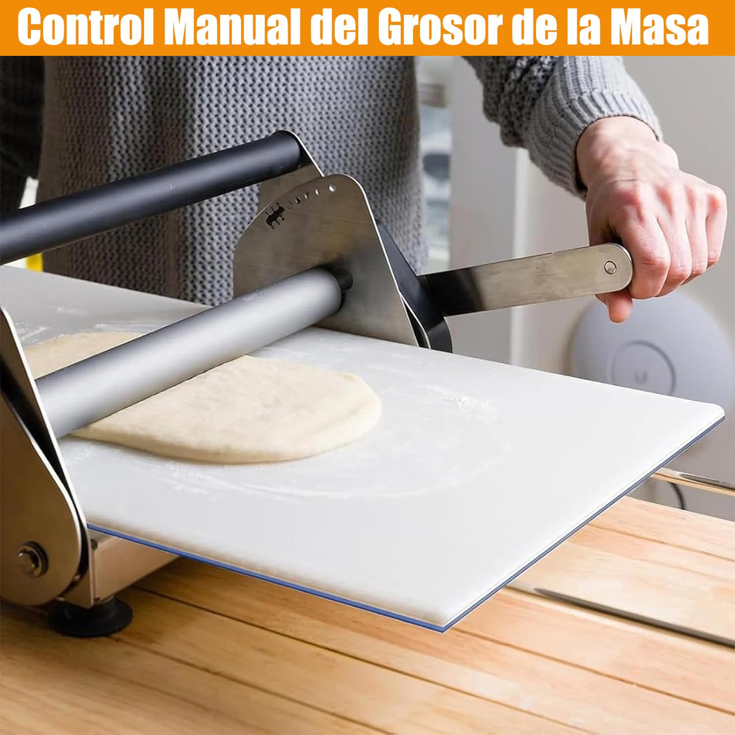 Laminadora de Masa para Hojaldre Manual Plegable | Sobadora de Masa Acero Inoxidable 304 Lavable con Agua | Dough Sheeter Compacta 3kg para Croissants, Pizza y Repostería Large