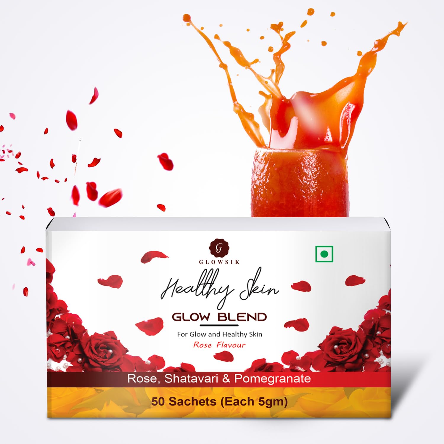 Glowsik Healthy Skin Glow Blend, Ayurvedic Beauty Supplement for Healthy, Glowing Skin - 50 Sachets