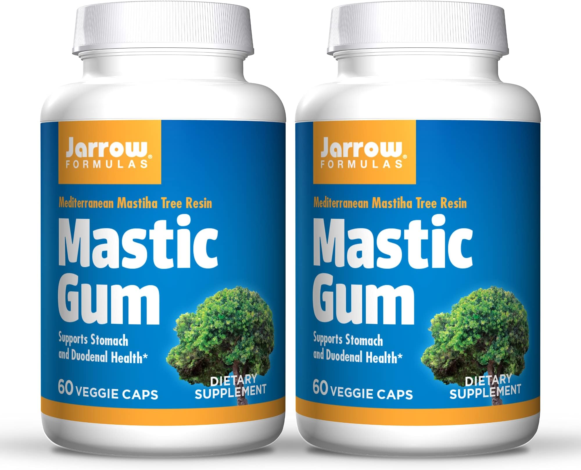 Jarrow Formulas Mastic Gum 1000 mg - 60 Veggie Caps, Pack of 2 - Natural Formula Supporting Stomach, Duodenal & Oral Health - 60 Total Servings