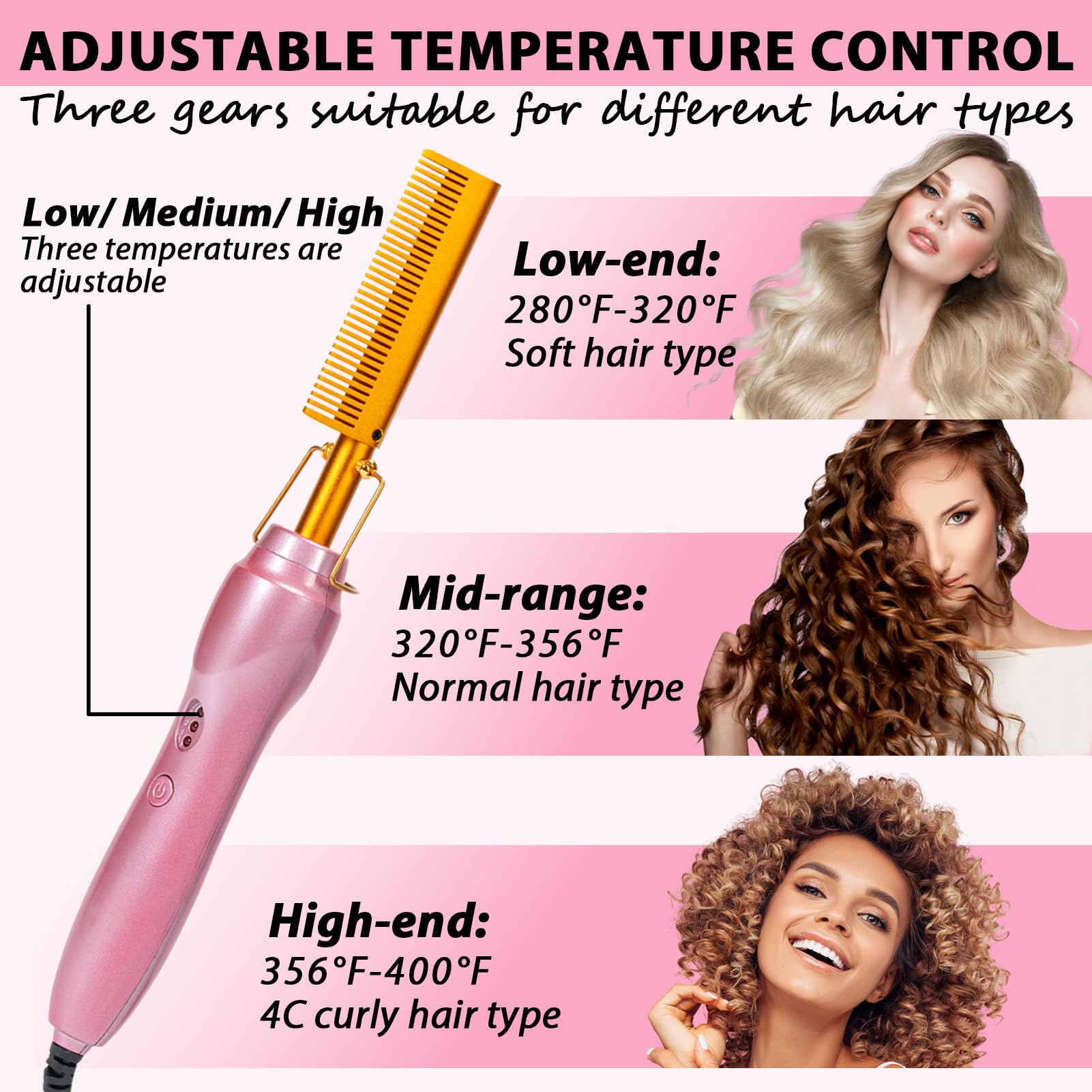 Electric Hot Comb Hair Straightener Set for Wigs and Natural Hair