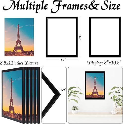 Vista 161 de Juego de 5 portarretratos de 10 x 14 pulgadas, marcos de fotos blancos de alta transparencia para galería de pared horizontal de escritorio vertical