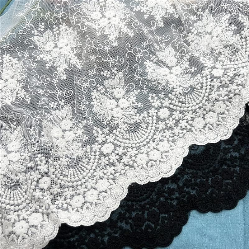 2 Yards x 40cm Width Vintage Floral Embroidery Lace Fabric Trim (Beige)