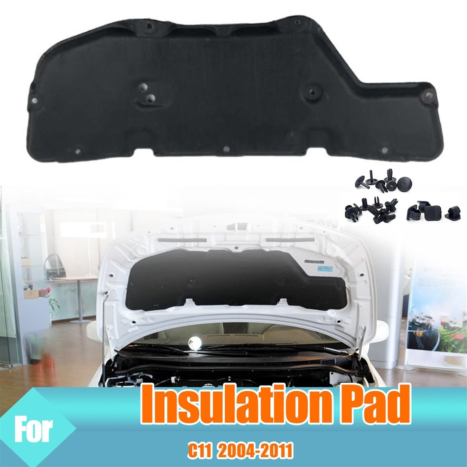 Tappetino isolante for cofano motore anteriore, in cotone, termico, insonorizzante, in schiuma, ignifugo, for NISSAN, Tiida C11 2004-2011 Tappetino fonoassorbente