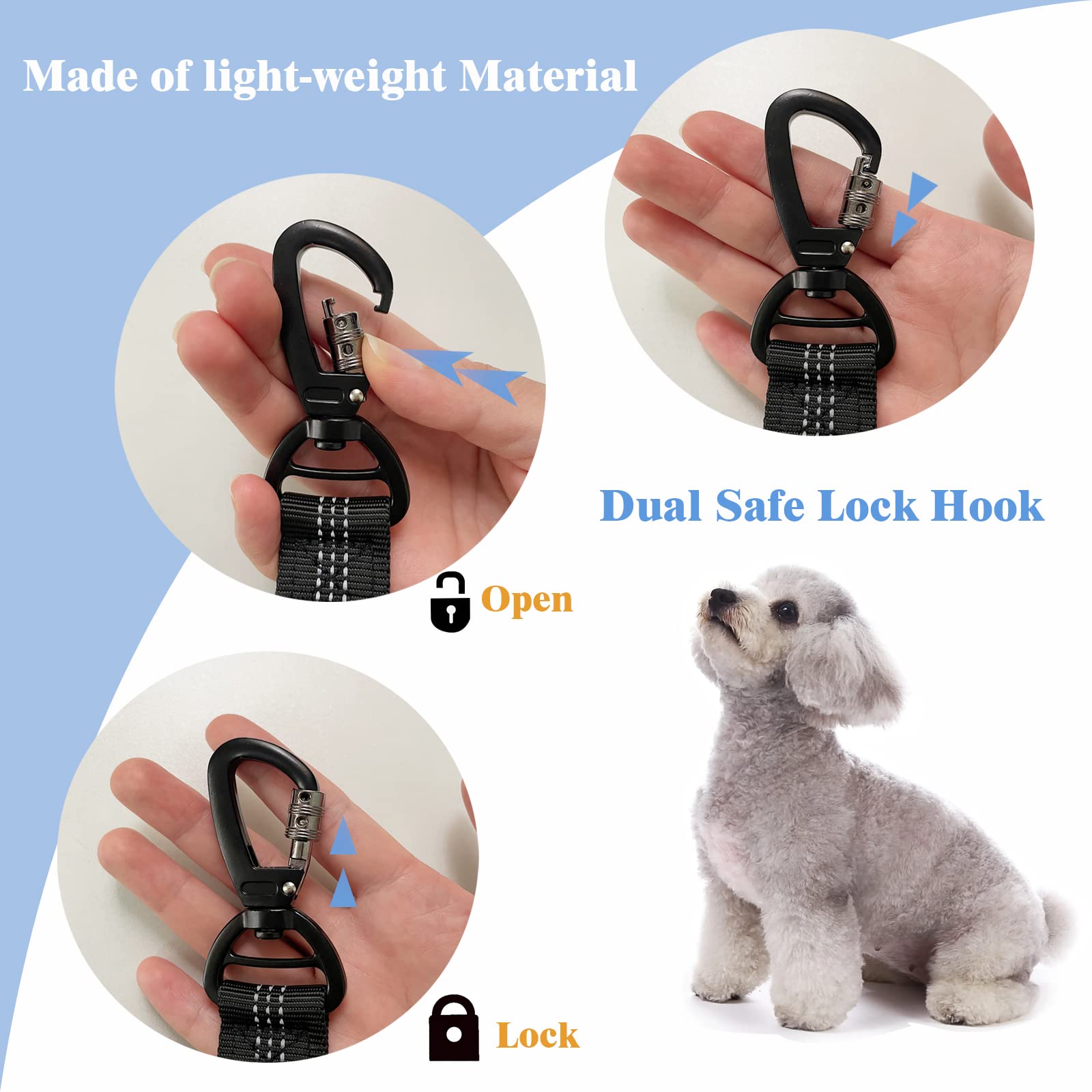 2 Ceintures De Sécurité Pour Chien En Voiture - Longueur Réglable 45-65cm - Système 3-en-1 Avec Absorption Des Chocs