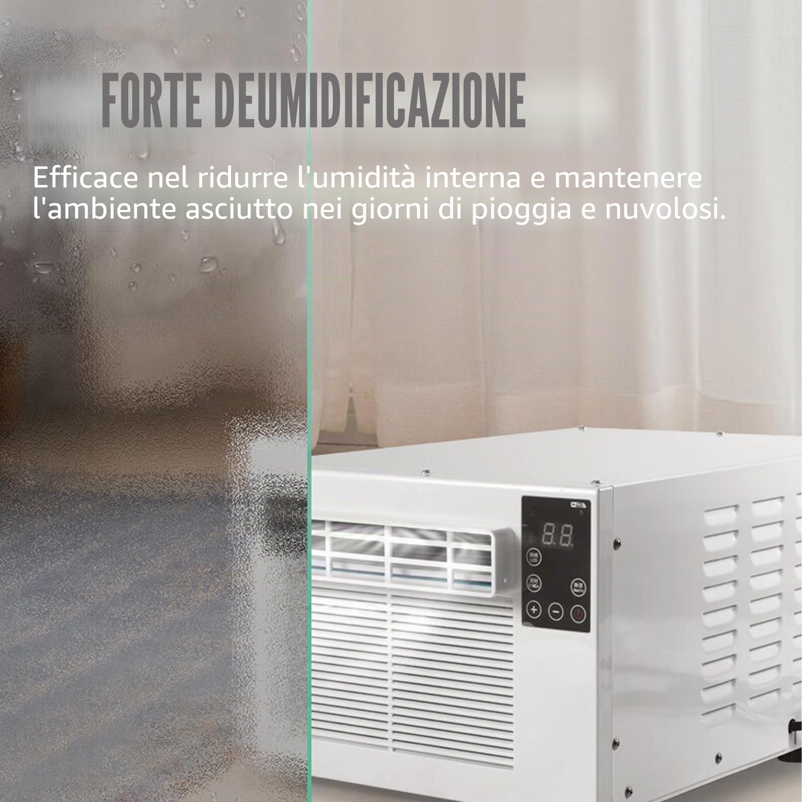 Condizionatore d'aria portatile, deumidificatore a raffreddamento rapido, senza unità esterna, compatto per camera da letto, cucina, appartamento in affitto, dormitorio