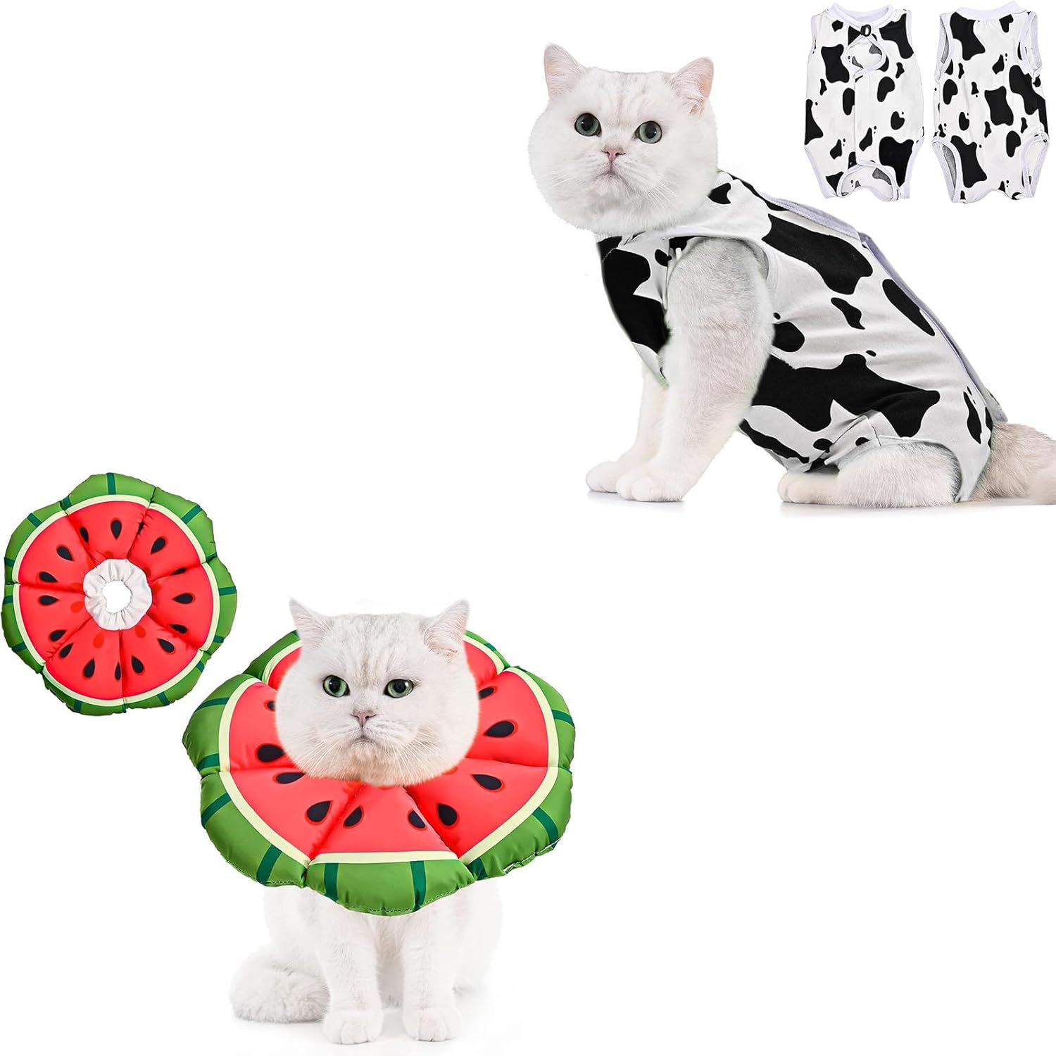 Avont Cat Recovery Suits Bundle with Cat Cone Collar Soft