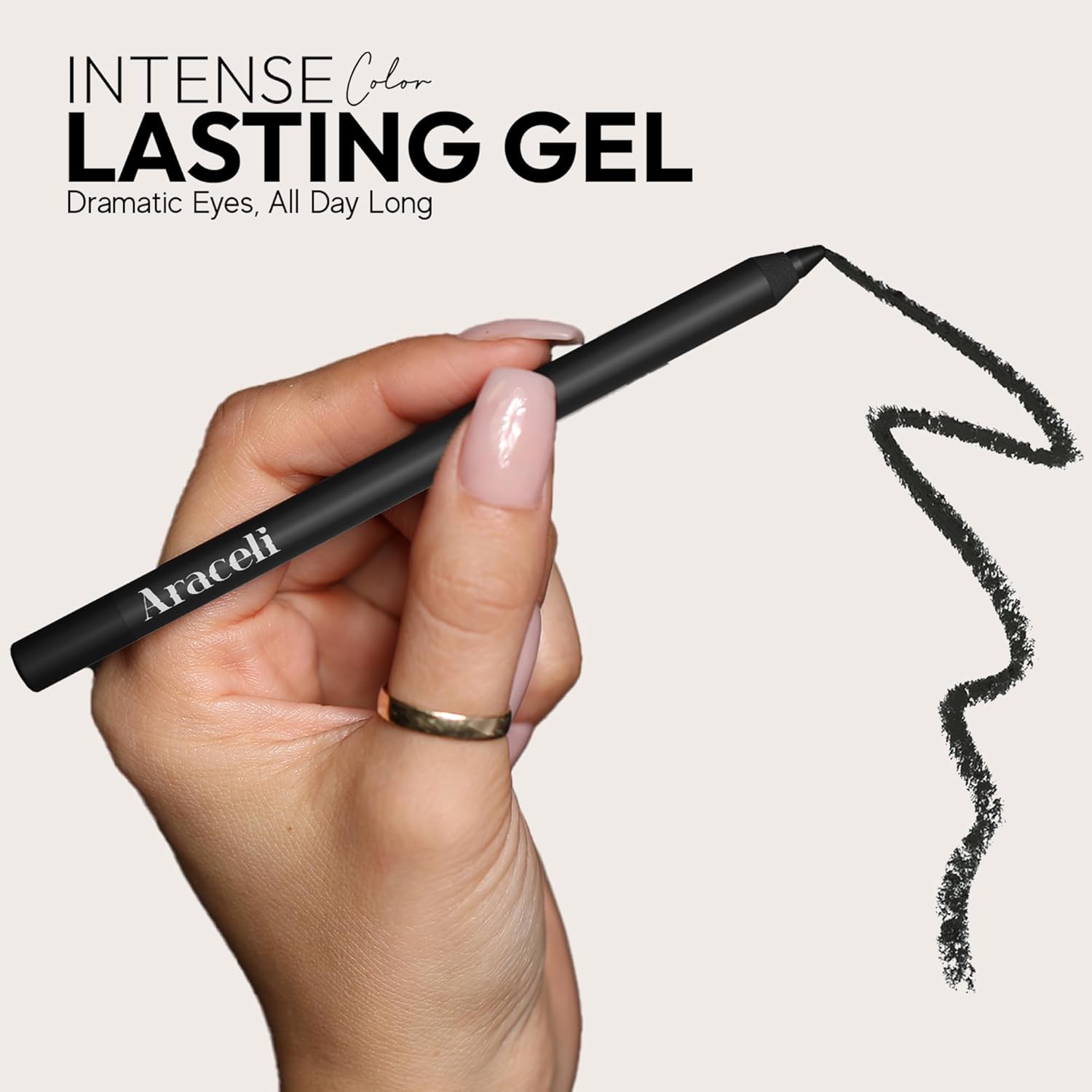 Araceli Beauty Gel Pencil Eyeliner - Water Resistant, Long-Lasting, Smudge-Proof Creamy Formula for Precision Lining - Hypoallergenic, Bold Eyeliner Gel Pencil - Safe for Sensitive Eyes (Cinnamon) - Image 4